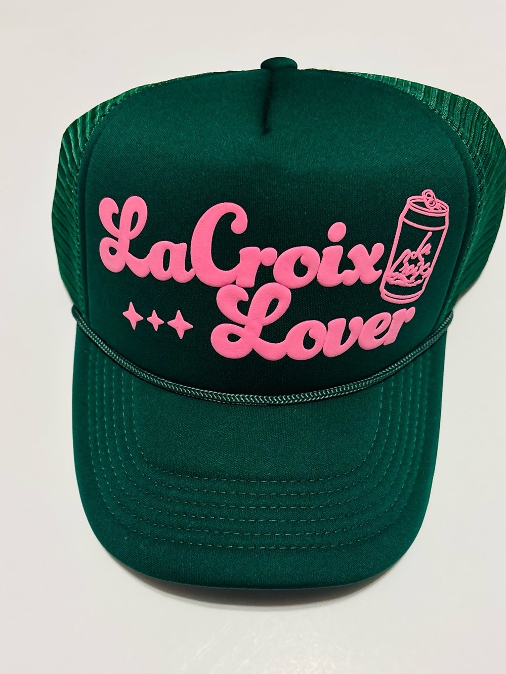 LaCroix Lover Trucker Hat - Green with Pink Logo